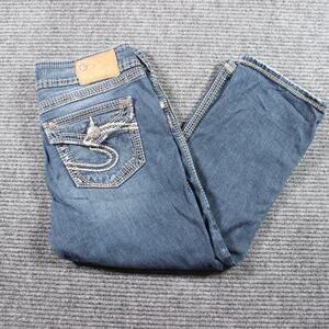 Silver Jeans Co Capri  Women's 28 Suki Surplus Blue Thick Stitch